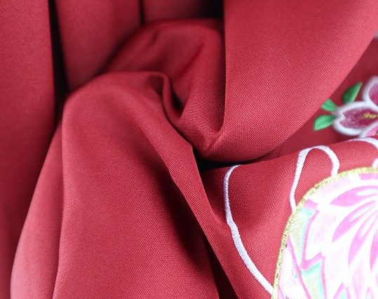 卒業式袴単品レンタル[刺繍]エンジに桜と毬刺繍[身長163-167cm]No.850